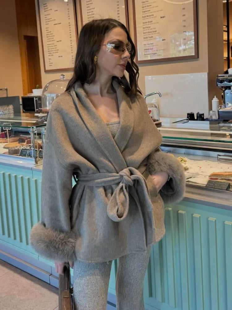 Marvessa | Luxe Faux Fur Woolen Jacket