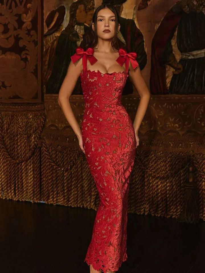 Ismara | Bow Lace Elegance Maxi Dress