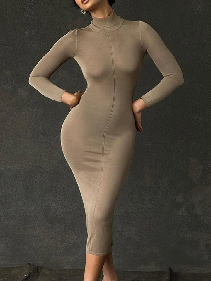 Novira | Sleek Turtleneck Midi Dress