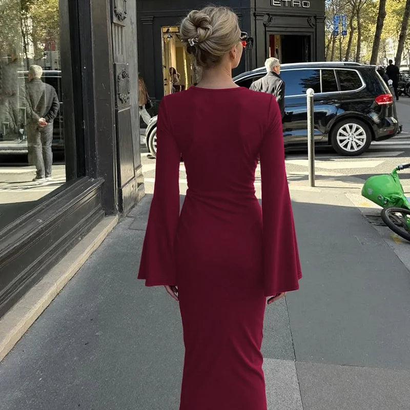 Fiorina | Draped Elegance Maxi Dress