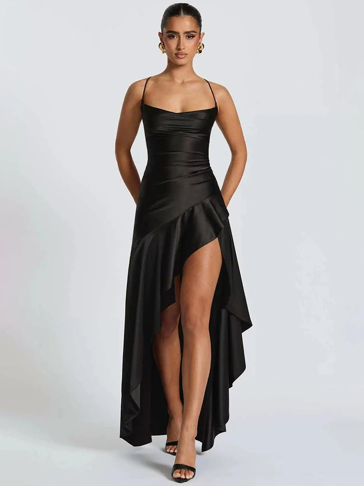 Selestia | Midnight Satin Maxi Dress