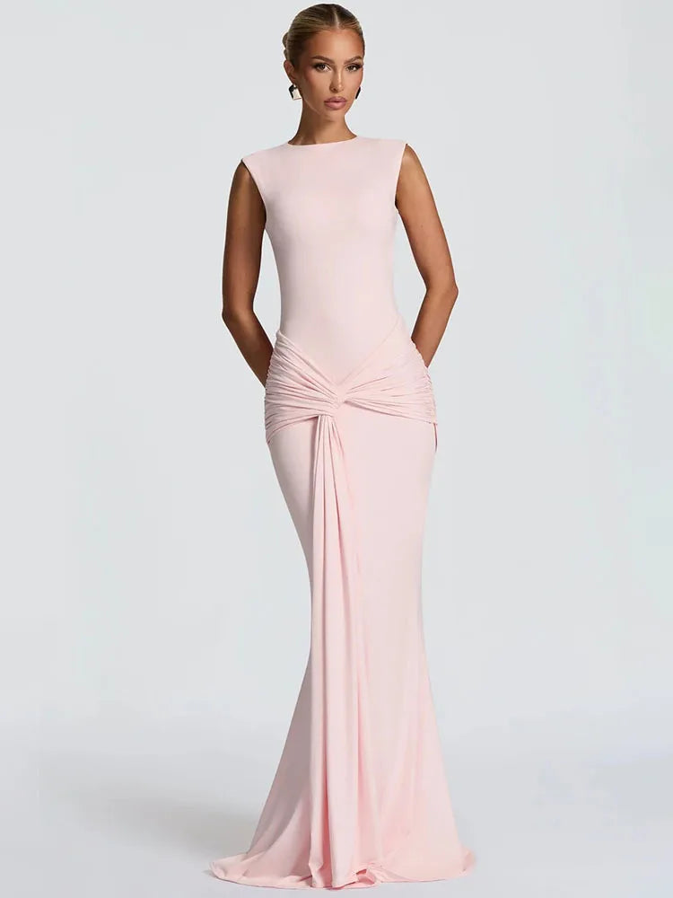 Selvya | Draped Elegance Maxi Dress