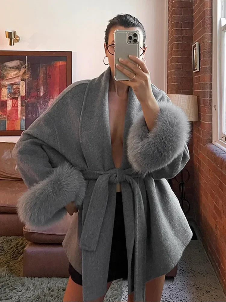 Marvessa | Luxe Faux Fur Woolen Jacket