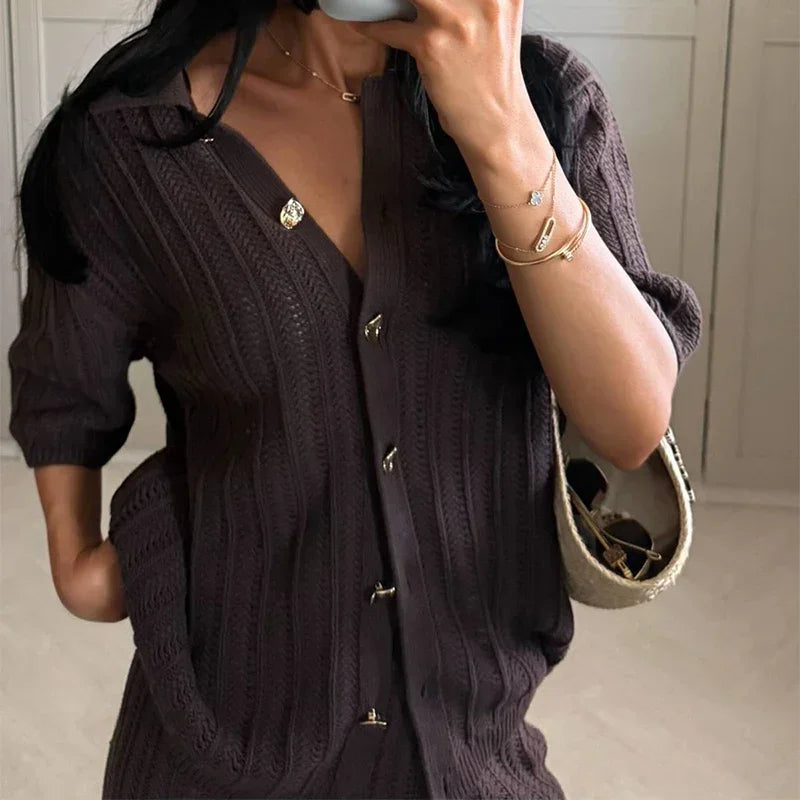 Lyselle | Chic Knit Cardigan & Trousers Set