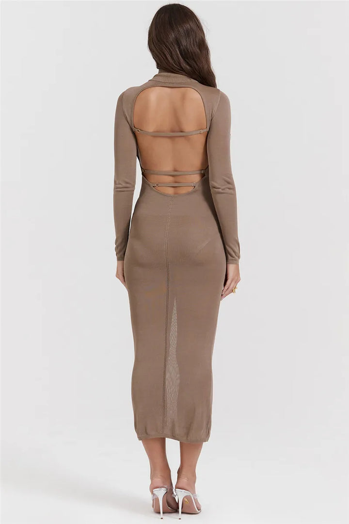 Novira | Sleek Turtleneck Midi Dress