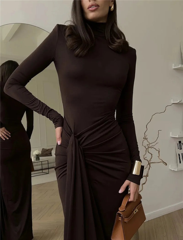 Arlissia | High-Slit Draped Elegance Maxi Dress