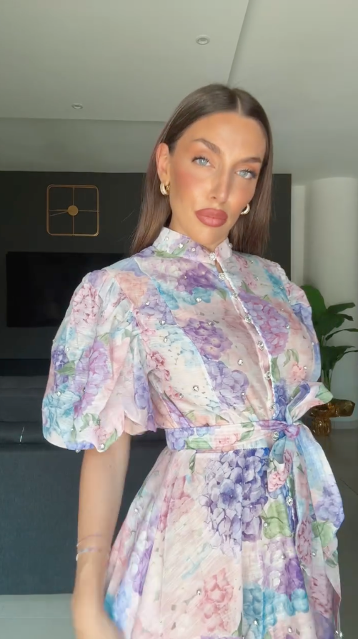 Estelle – Floral Midi Dress with Belt