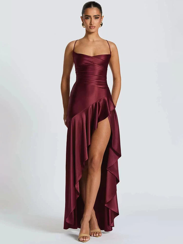 Selestia | Midnight Satin Maxi Dress