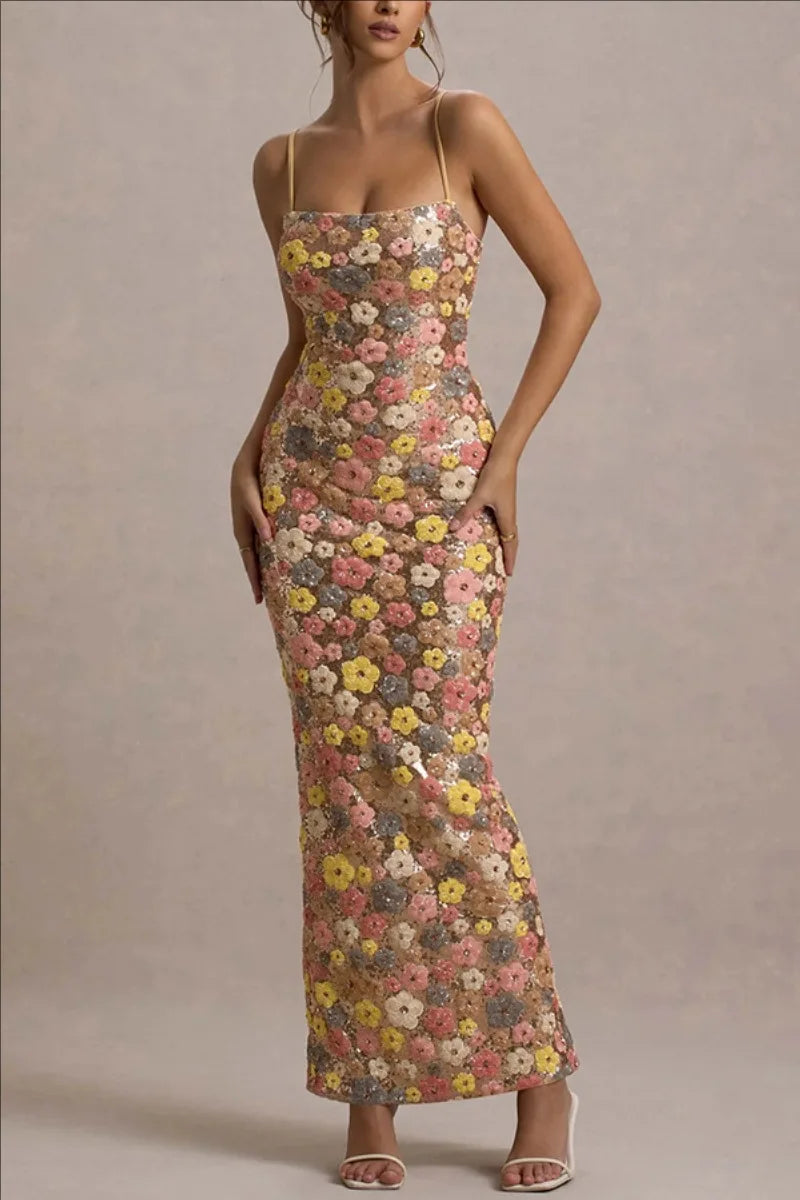 Blossom Sequin Slip Maxi Dress