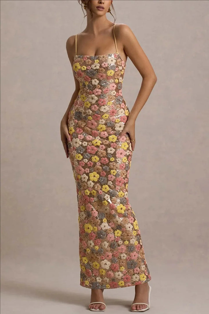 Blossom Sequin Slip Maxi Dress