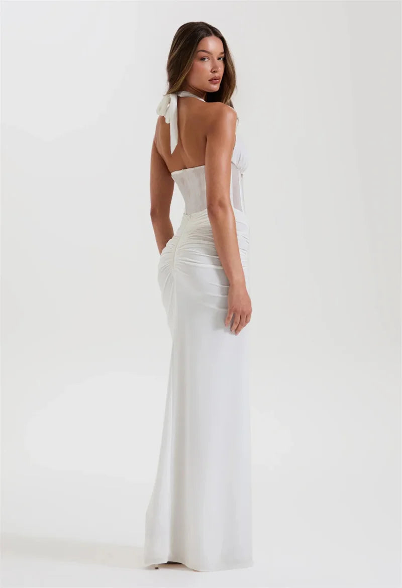 Liore | Halter Ruched Maxi Dress
