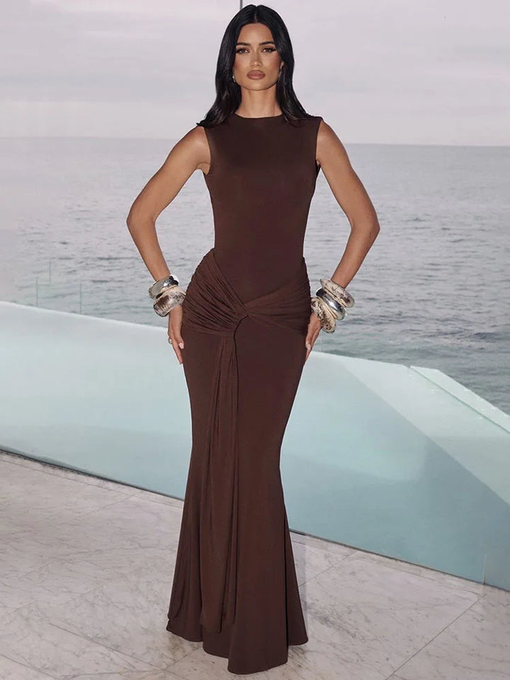 Selvya | Draped Elegance Maxi Dress