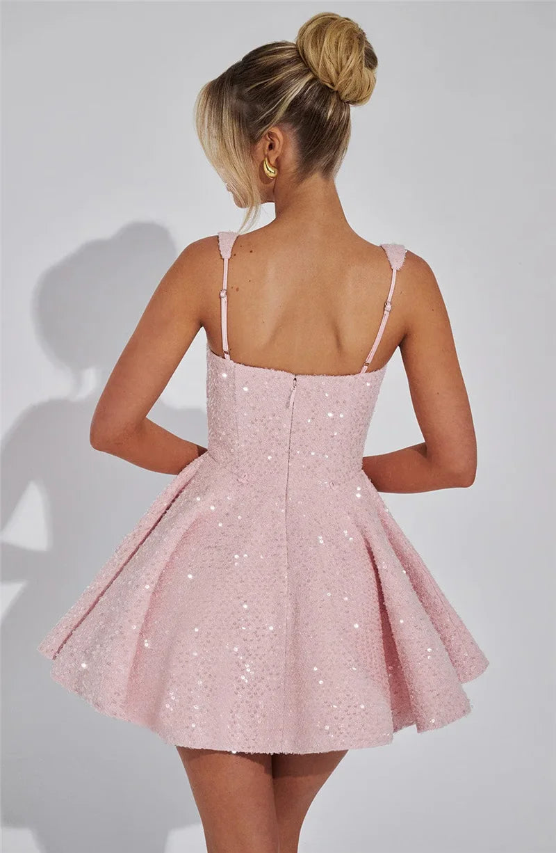 Novaria | Sequin Bow A-Line Mini Dress