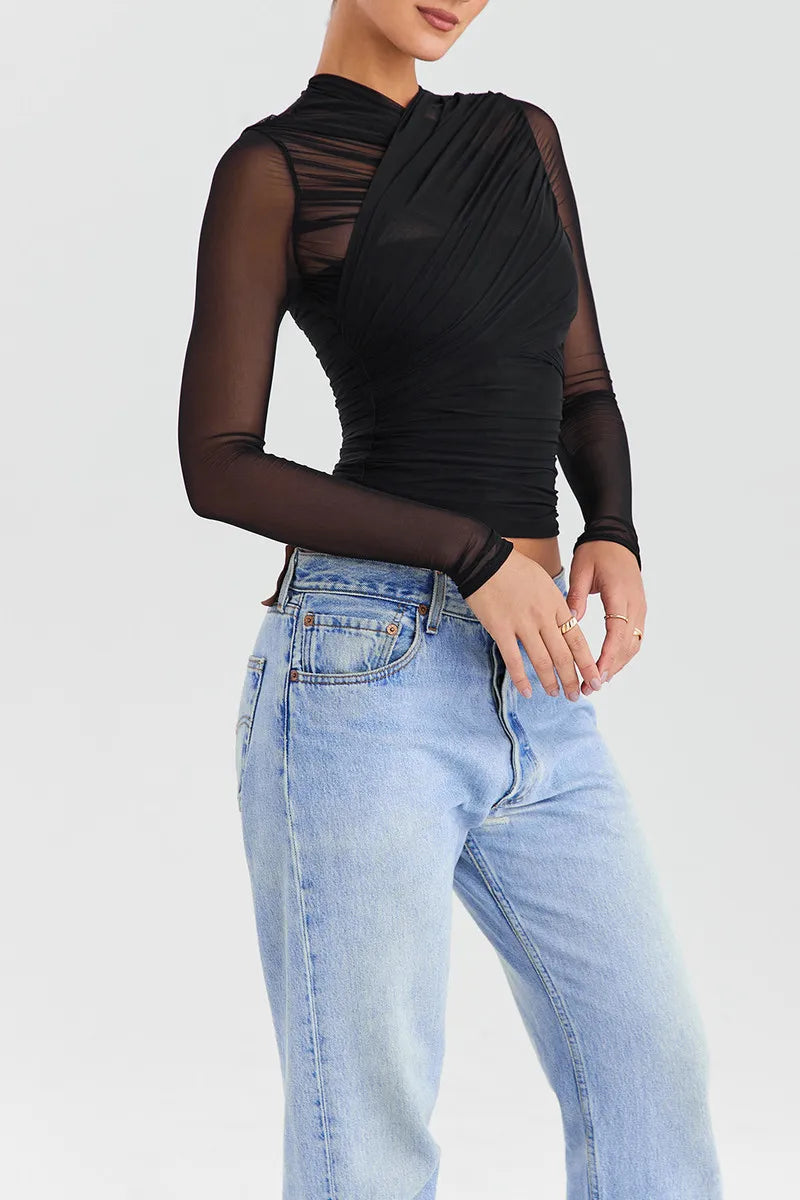 Althira | Sheer Mesh Long Sleeve Elegance Top