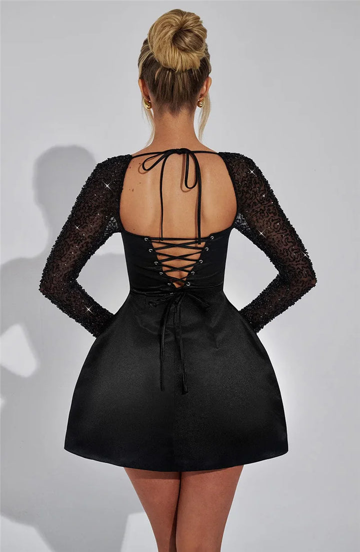 Lumora | Glitter Sleeve A-Line Mini Dress