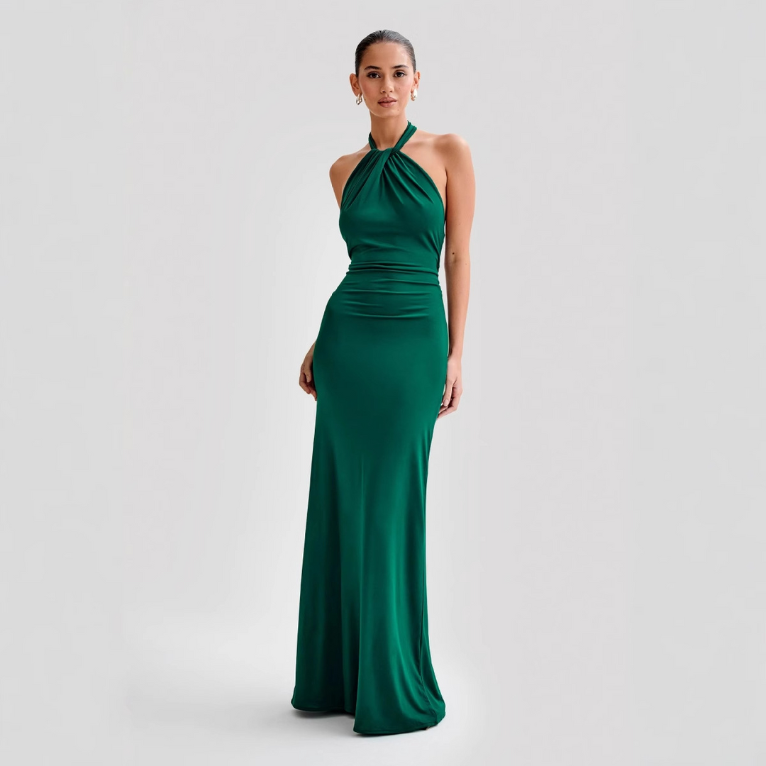 Selene Satin Halter Dress