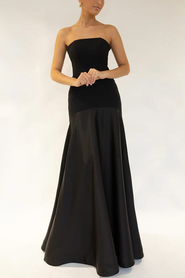 Luxe Satin Glow Strapless Maxi Gown