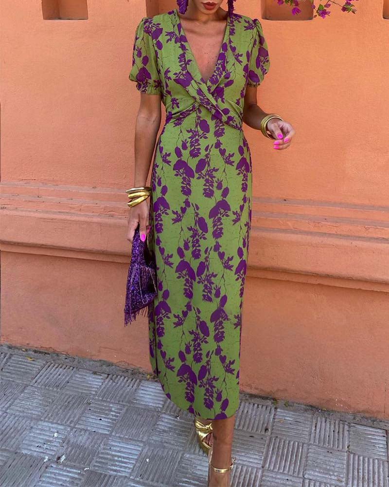 Viola Verde Wrap Midi Dress