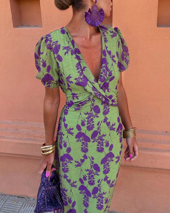 Viola Verde Wrap Midi Dress