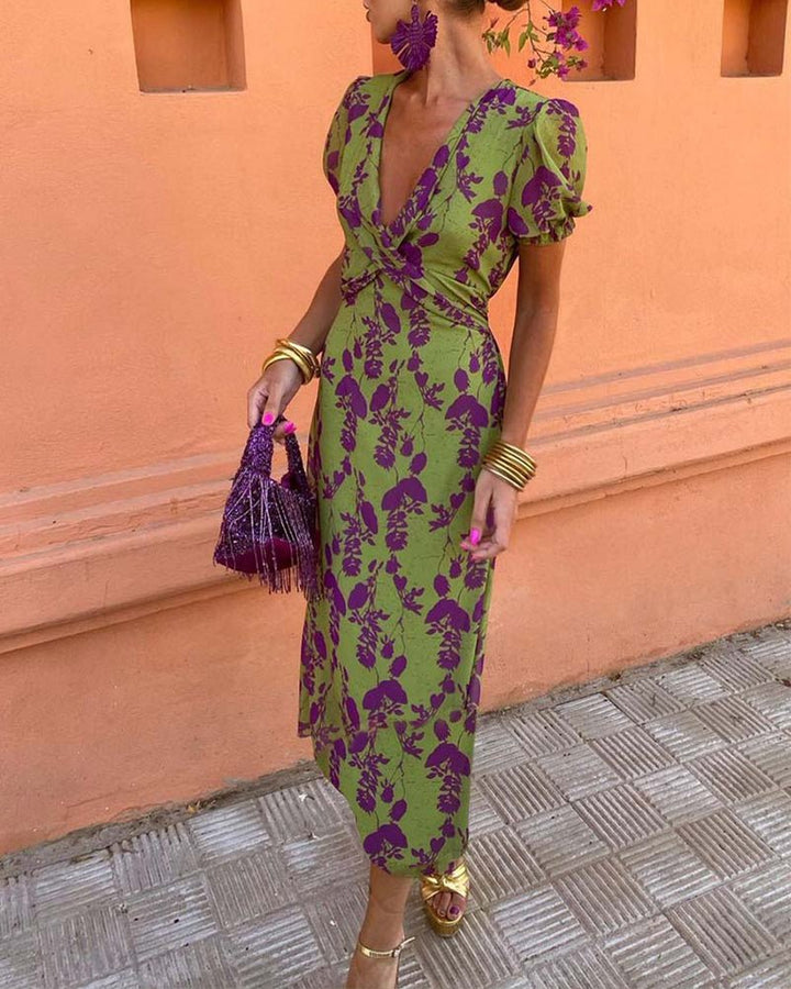 Viola Verde Wrap Midi Dress