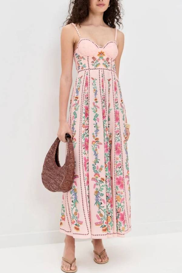 Flora Éclat – Maxi Dress with Sweetheart Neckline