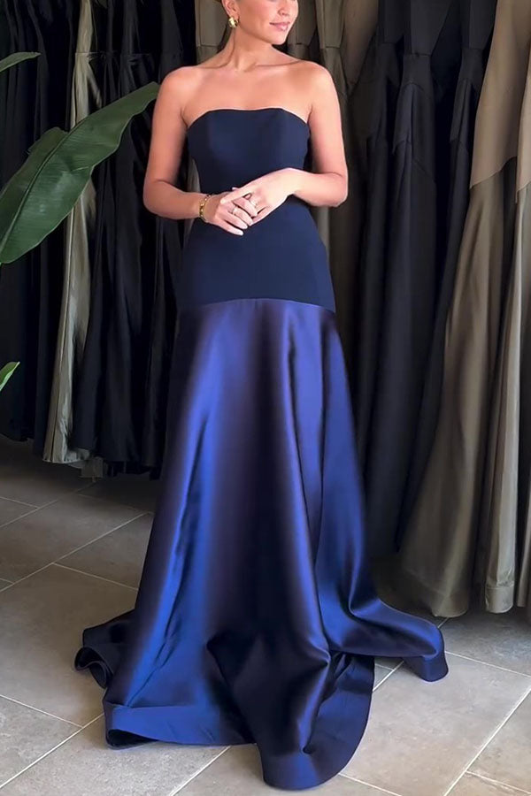 Luxe Satin Glow Strapless Maxi Gown