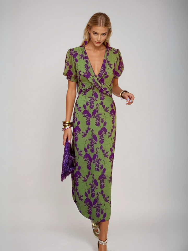 Viola Verde Wrap Midi Dress