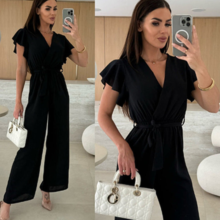 Aria | Ruffle Sleeve Wide-Leg Jumpsuit