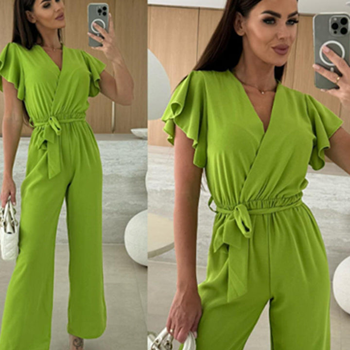 Aria | Ruffle Sleeve Wide-Leg Jumpsuit